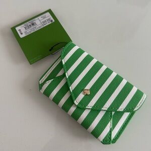 Kate Spade Green and White Striped Wallet
